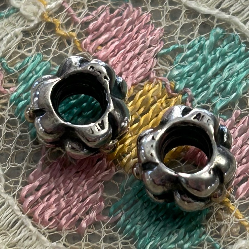 Pandora retired daisy flower spacer beads sterling silver 14k accents 925 ALE - Picture 7 of 7